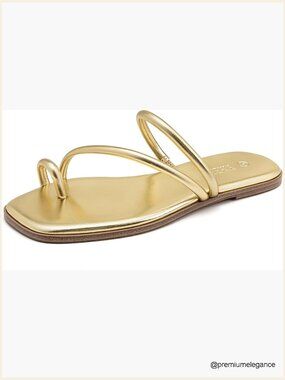 Women's Square Toe Slide Sandals Comfortable Strappy Flat Beach Slip On